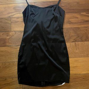 House of CB London BLACK SATIN BODYCON SLIP DRESS